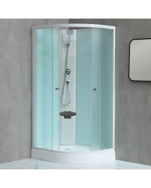 MILD AS-Levý 100x80 WHITE Sprchový box asymetrický s akrylátovou vaničkou a sedátkem