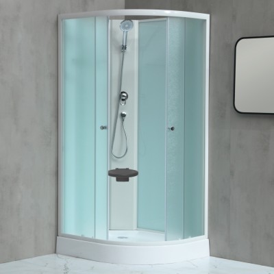 MILD AS-Levý 100x80 WHITE Sprchový box asymetrický s akrylátovou vaničkou a sedátkem