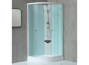 MILD AS-Pravý 100x80 WHITE Sprchový box asymetrický s akrylátovou vaničkou a sedátkem