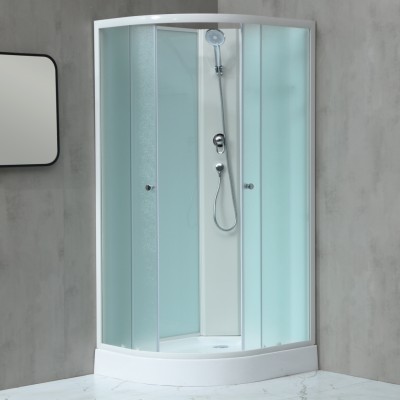 MILD AS-Pravý 100x80 WHITE Sprchový box asymetrický s nízkou akrylátovou vaničkou