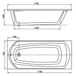 EBONY 170×75 Vana obdélníková s podporou