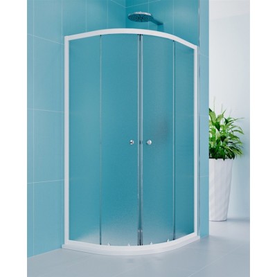 CK35121ZH Sprchový kout čtvrtkruhový 90×90 cm s vaničkou a sifonem bílá/grape, vanička 90