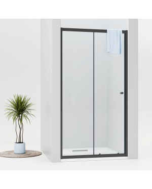 NICOL Black 115 čiré Sprchové posuvné dveře do niky černé