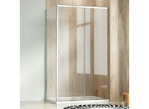 Sprchový kout s posuvnými dveřmi a mramorovou vaničkou 100x90, chrom, čiré - NICOL ROCKY