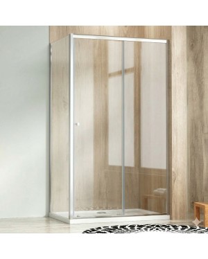 Sprchový kout s posuvnými dveřmi a mramorovou vaničkou 110x70, chrom, čiré - NICOL ROCKY