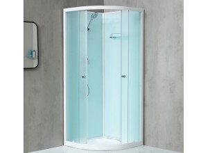 NOTRE ROCKY 80 BÍLÝ Sprchový box čtvrtkruhový s mramorovou vaničkou