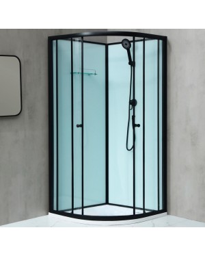 NOTRE ROCKY 80 ČERNÝ Sprchový box čtvrtkruhový s mramorovou vaničkou