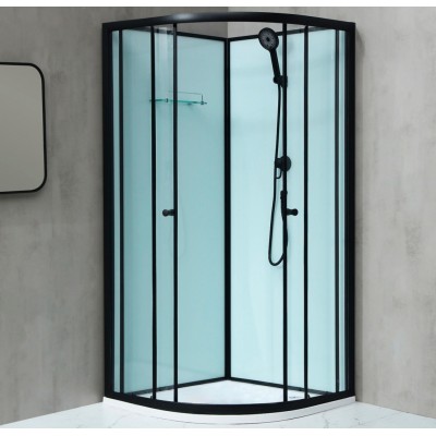 NOTRE ROCKY 80 ČERNÝ Sprchový box čtvrtkruhový s mramorovou vaničkou