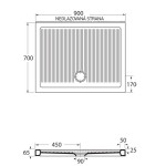 FERDY II 90 x 70 x 6,5 cm Keramická obdélníková sprchová vanička