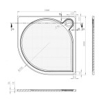 ARCA sprchová vanička z litého mramoru, čtvrtkruh 100x100cm, R550, bílá