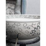 PRIORI keramické umyvadlo na desku, O 41 cm, bílá s modrým vzorem