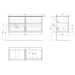 PANEDA umyvadlová skříňka 119x55x45,2cm, bílá