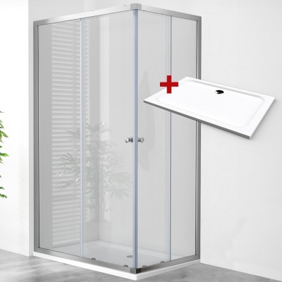 POINT ROCKY 100x80 Clear Obdélníkový sprchový kout s mramorovou vaničkou