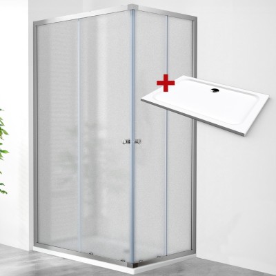 POINT ROCKY 100x90 Grape Obdélníkový sprchový kout s mramorovou vaničkou