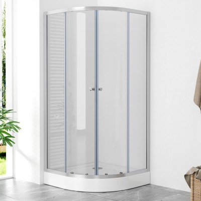 POINT AQUA 90 Clear Čtvrtkruhový sprchový kout s akrylátovou vaničkou a sifonem ZDARMA