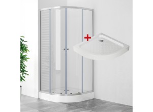 POINT LOR 90 Clear Čtvrtkruhový sprchový kout s akrylátovou vaničkou