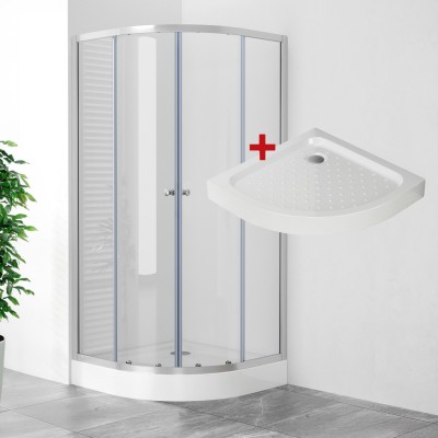 POINT LOR 90 Clear Čtvrtkruhový sprchový kout s akrylátovou vaničkou