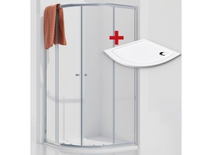 POINT ROCKY 90 Clear Čtvrtkruhový sprchový kout s mramorovou vaničkou