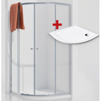 POINT ROCKY 90 Clear Čtvrtkruhový sprchový kout s mramorovou vaničkou