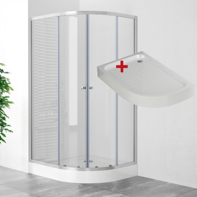 POINT AS LOR 100x80 Clear Levý Asymetrický sprchový kout s akrylátovou vaničkou