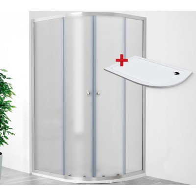 POINT AS ROCKY 100x80 Grape Levý Asymetrický sprchový kout s mramorovou vaničkou