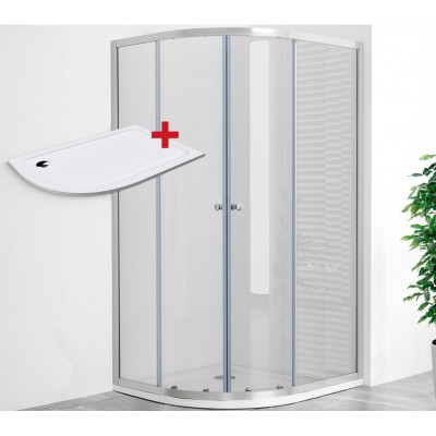 POINT AS ROCKY 120x80 Clear Pravý Asymetrický sprchový kout s mramorovou vaničkou