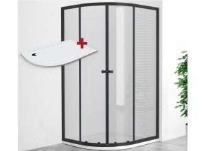 POINT AS BLACK ROCKY 100x80 Clear Pravý Asymetrický sprchový kout s mramorovou vaničkou