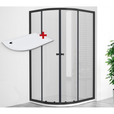 POINT AS BLACK ROCKY 100x80 Clear Pravý Asymetrický sprchový kout s mramorovou vaničkou