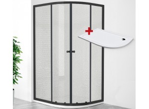 POINT AS BLACK ROCKY 100x80 Grape Levý Asymetrický sprchový kout s mramorovou vaničkou