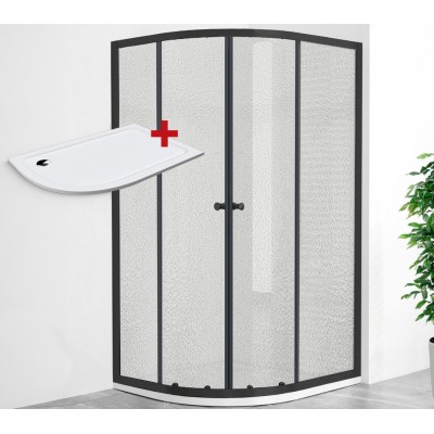 POINT AS BLACK ROCKY 100x80 Grape Pravý Asymetrický sprchový kout s mramorovou vaničkou