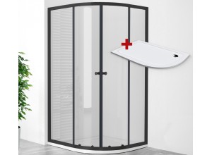 POINT AS BLACK ROCKY 120x80 Clear Levý Asymetrický sprchový kout s mramorovou vaničkou