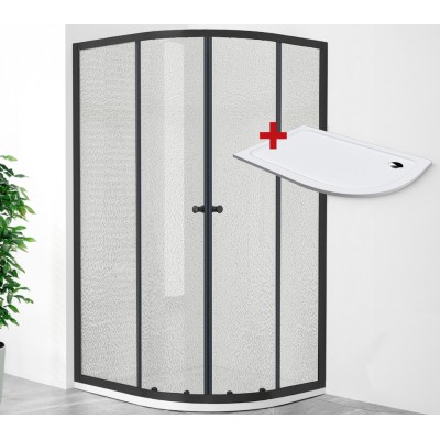 POINT AS BLACK ROCKY 120x80 Grape Levý Asymetrický sprchový kout s mramorovou vaničkou