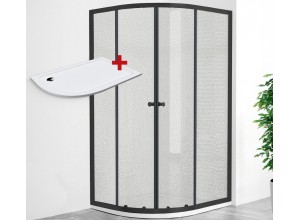 POINT AS BLACK ROCKY 120x80 Grape Pravý Asymetrický sprchový kout s mramorovou vaničkou