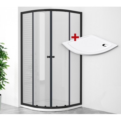 POINT BLACK ROCKY 90 Clear Čtvrtkruhový sprchový kout s mramorovou vaničkou