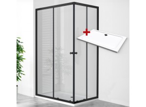 POINT BLACK ROCKY 90x80 Clear Obdélníkový sprchový kout s mramorovou vaničkou