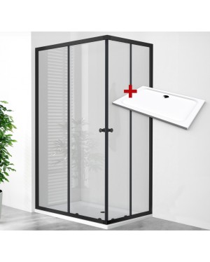 POINT BLACK ROCKY 90x80 Clear Obdélníkový sprchový kout s mramorovou vaničkou