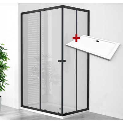 POINT BLACK ROCKY 90x80 Clear Obdélníkový sprchový kout s mramorovou vaničkou