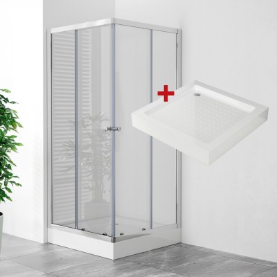 POINT Q LOR 80 Clear Čtvercový sprchový kout s akrylátovou vaničkou