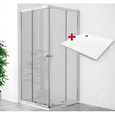 POINT Q ROCKY 80 Clear Čtvercový sprchový kout s mramorovou vaničkou