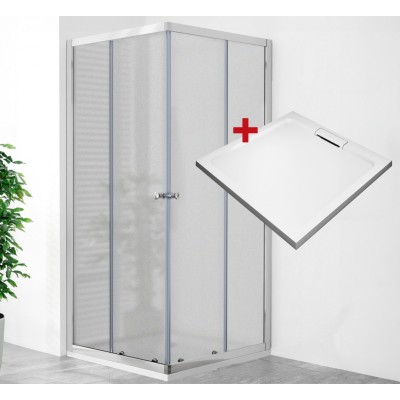 POINT Q HARD 80 Grape Čtvercový sprchový kout s mramorovou vaničkou