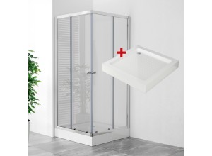 POINT Q LOR 90 Clear Čtvercový sprchový kout s akrylátovou vaničkou