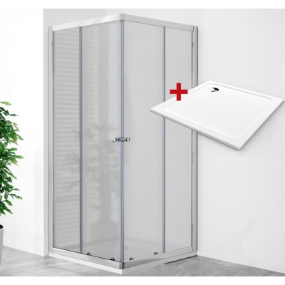 POINT Q ROCKY 90 Grape Čtvercový sprchový kout s mramorovou vaničkou