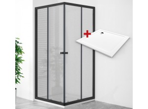 POINT Q BLACK ROCKY 80x80 Grape Čtvercový sprchový kout s mramorovou vaničkou