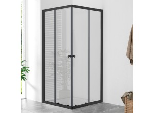 POINT Q BLACK 90x90 Clear Čtvercová sprchová zástěna