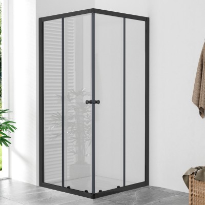 POINT Q BLACK 90x90 Clear Čtvercová sprchová zástěna