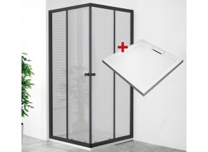 POINT Q BLACK HARD 90x90 Grape Čtvercový sprchový kout s mramorovou vaničkou