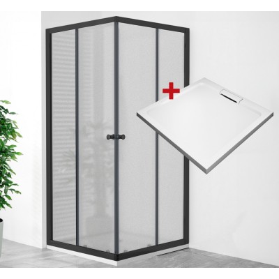 POINT Q BLACK HARD 90x90 Grape Čtvercový sprchový kout s mramorovou vaničkou