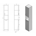 SIMPLEX ECO vysoká skříňka s košem na prádlo 30x180x30cm