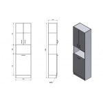 SIMPLEX ECO vysoká skříňka s košem na prádlo 50x180x30cm
