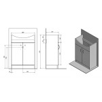 SIMPLEX ECO 60 umyvadlová skříňka včetně umyvadla 58,5x83,5x30,7cm
